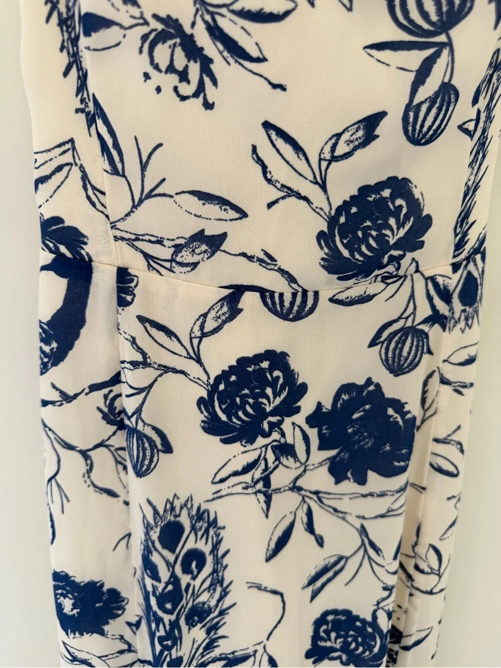 Abercrombie & Fitch Cream Maxi Slip Dress with Navy Floral Print